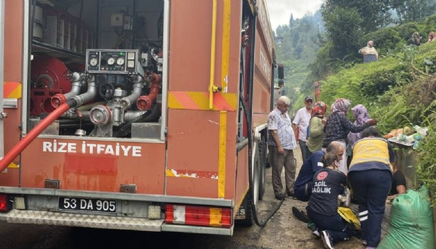 Rize'de çay fabrikasında yangın